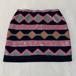 Francescas Blue Rain Sequin Micro Mini Skirt Disco Womens Small Festival Concert